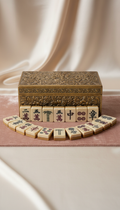 Gilded Gold ornate mahjong box with floral embossing